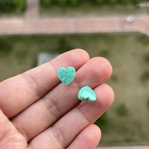 Boucles d'oreilles 1 paire mode opale synthétique 10mm coeur vert avec boucle d'oreille en argent 925 pour fille prix de gros