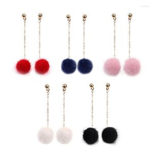 Boucles d'oreilles 1 paire Pom moelleux mode doux fausse fourrure boule pendentif bijoux accessoires pour femmes filles