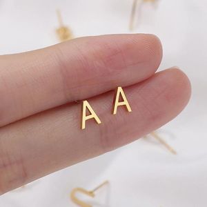 Boucles d'oreilles à clous pour femmes, 1 paire, lettre initiale, couleur or, acier inoxydable, tendance 2024, bijoux de l'alphabet, Aretes