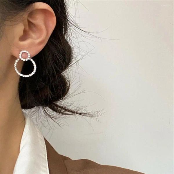 Boucles d'oreilles à clous pour femmes, 1 paire, Piercing, tendance 2024, cercle d'oreille, bijoux en strass, Style coréen