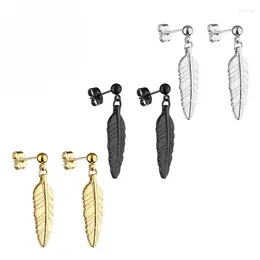 Boucles d'oreilles 1 paire spécial Punk Vintage feuille goutte pour femmes hommes bijoux accessoires acier inoxydable plume boucle d'oreille Brincos