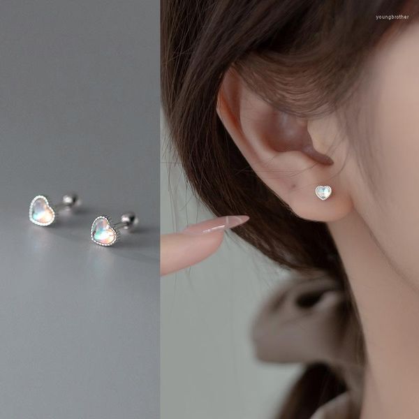 Boucles d'oreilles en acier inoxydable, 1 paire, cristal Zircon, clous d'oreille en forme de cœur pour femmes/hommes, bijoux de perçage du Cartilage Tragus