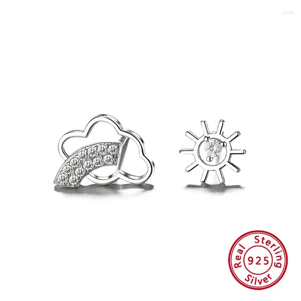 Pendientes de tuerca para mujer, 1 par, dije de sol y nube, Plata de Ley 925, joyería fina, pendientes femeninos de lujo a la moda