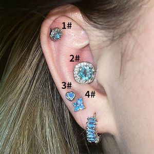 Boucles d'oreilles à clous en Zircon bleu, 1 pièce, Piercing, clous sérieux pour femmes, amour papillon Tragus, bijoux de corps à la mode