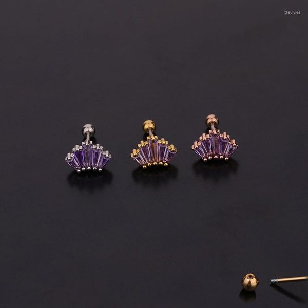 Boucles d'oreilles à clous, 1 pièce, petite couronne géométrique mignonne en Zircon, Piercing du Cartilage, couleur or, boule de barre en acier inoxydable