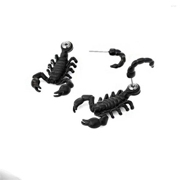 Pendientes de tuerca 1 Uds. Pendiente de escorpión negro Punk para hombre Brinco Masculino joyería de moda accesorios de decoración de Halloween al por mayor