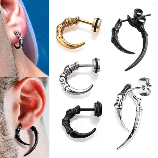 Pendientes de botón 1 pieza Punk Hombres Acero inoxidable/Titanio Acero Garra de águila Personalidad Oro/Negro/Acero Color Tornillo Joyería