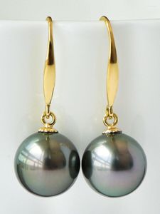 Stud-oorbellen 10-11 mm Round South Sea Natural Black Pearl Drop Earring