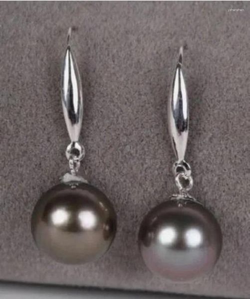 Boucles d'oreilles à tige 10-9 mm avec perles noires des mers du Sud, or 14 carats, foret complet