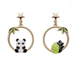 Boucles d'oreilles 10 paire/lot bijoux à la mode en métal émail bambou Panda pour femmes