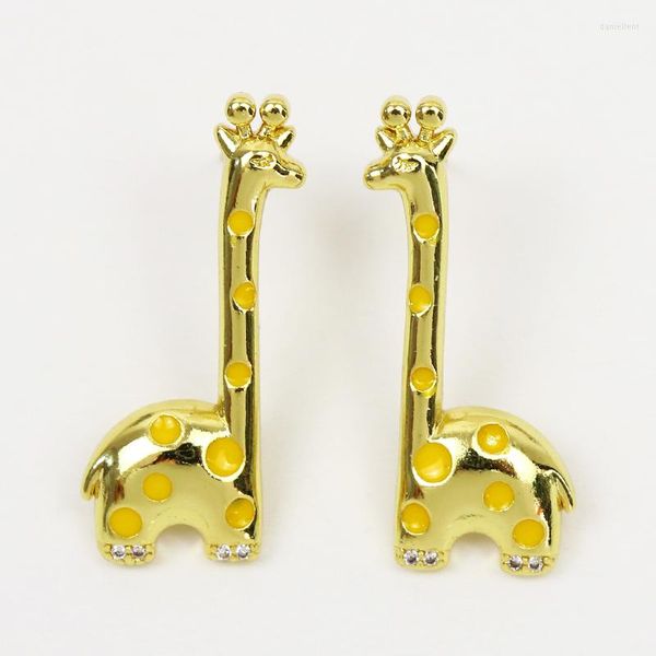 Pendientes de botón 10 pares Lovely Giraffe Gold Animial Jewelry Elegante regalo de moda para mujeres Jewelry7553