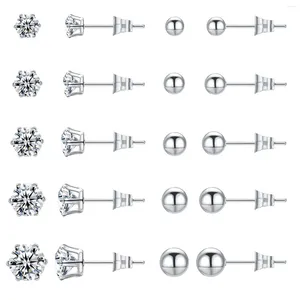 Boucles d'oreilles à tige, ensemble de 10 paires, pour femmes et hommes, hypoallergéniques, boule CZ, piercings multiples, 3-7mm