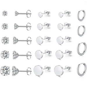 Boucles d'oreilles à clous en acier, 10 paires, plusieurs petits cerceaux Huggie, ensemble CZ pour femmes, bijoux de perçage de Cartilage tendance