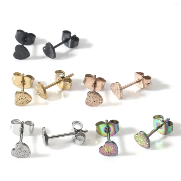 Boucles d'oreilles à clous en forme de cœur, 10 pièces, en acier inoxydable 304, tige d'oreille 5x5mm, taille de tige/fil: (calibre 20), bijoux à la mode