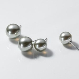 Boucles d'Oreilles Clou 10mm 12mm Argent 925 Perle Ronde Grise Pour Femme Fille Mode Quotidien