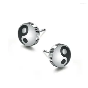 Stud -oorbellen 10 mm retro yin yang taichi voor mannen Chinese stijl titanium staal taoïstische cultuur sieraden