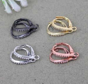 Boucles d'oreilles à tige 10 paires 4 couleurs métal cuivre zircon cubique une touche Micro pavé CZ boucle d'oreille fournitures de fabrication de bijoux