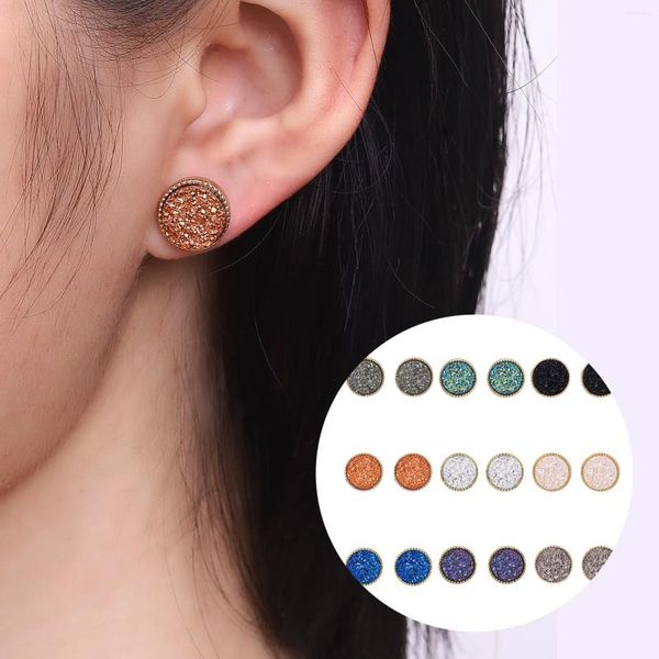 Pendientes de tuerca 10 pares de resina Druzy Drusy Mini redondo Color dorado joyería de diseñador de moda