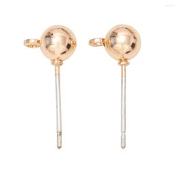 Boucles d'oreilles 10 pièces/sac 4/5mm, en acier inoxydable, aiguille en cuivre, clous d'oreille plaqués argent, broches de prise arrière, aiguilles à bille, bijoux à bricoler soi-même