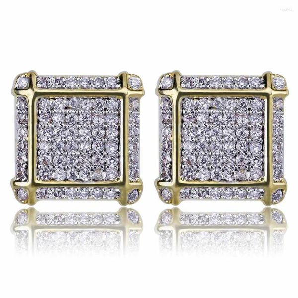 Boucles d'oreilles Stud 11 mm micro-pavées cubiques Zirconi Bling Iced Out Square for Men Hip Hop Fashion Fashion Rappement des bijoux