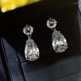 Boucles d'oreilles à clous 12 carats, grande goutte d'eau, diamant à haute teneur en carbone importé, bijoux de mariage luxueux à la mode
