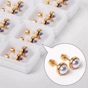 Boucles d'oreilles 12 paires 316l en acier inoxydable vintage perle en gros accessoires ensemble pack de bijoux Aretes de Mujer