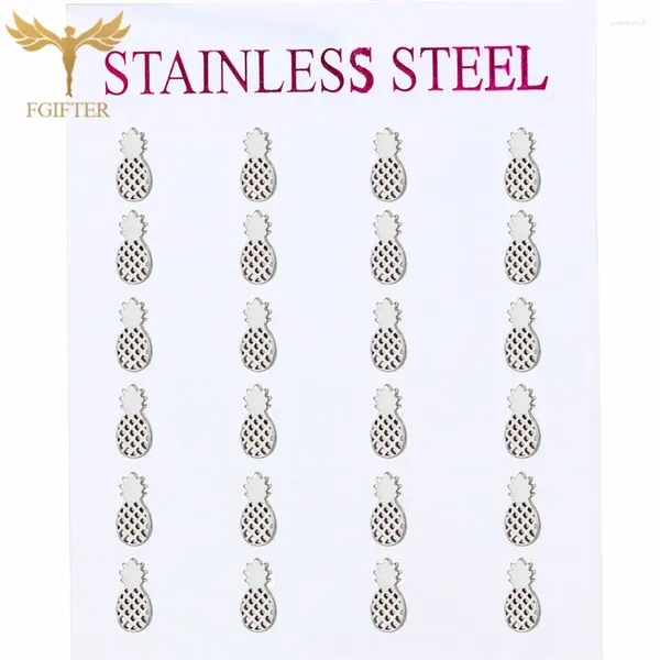 Boucles d'oreilles à goujons 12 paires Fruits à l'ananas creux pour filles femmes en acier inoxydable Piercing bijoux enfants