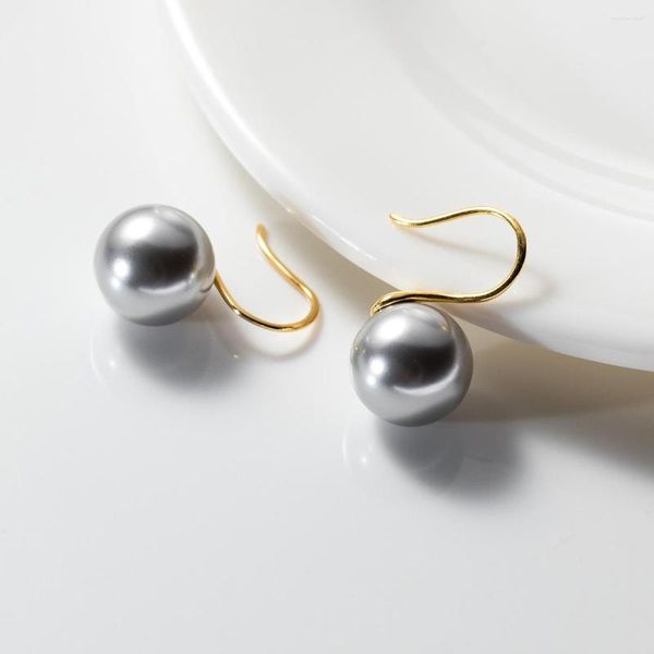 Boucles d'Oreilles Clou 12mm Argent 925 Gris Perle Synthétique Pour Femme Fille Mode Quotidien