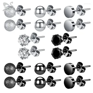 Boucles d'oreilles à clous en acier inoxydable, 12 pièces/lot, ensemble de cristaux pour femmes et filles, clous d'oreilles gothiques noirs noirs, piercing Tragus Cartilage