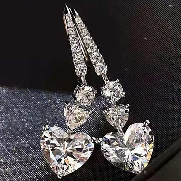 Boucles d'oreilles à tige en or 14K Au585, 1 Carat, diamants Moissanite, cœur, fête de mariage, fiançailles, anniversaire, tendance, romantique