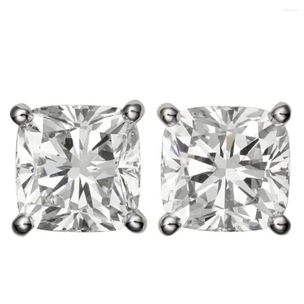 Boucles d'oreilles à tige en or blanc 14K AU585 pour femmes, anniversaire de mariage, fiançailles, coussin de fête, diamant Moissanite, élégant, tendance, romantique