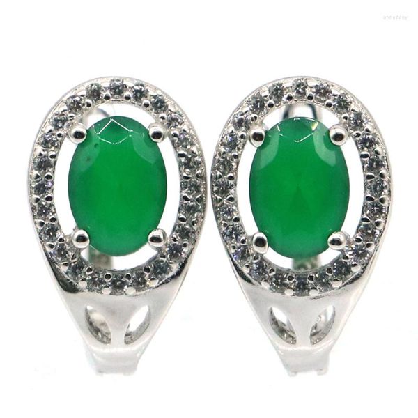 Boucles d'oreilles ovales classiques 15x9mm, 2.8g, émeraude verte véritable, cadeau pour mère, argent massif 925