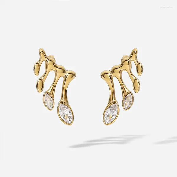 Boucles d'oreilles à tige en acier inoxydable plaqué or 16 carats en forme de note de musique, bijoux géométriques imperméables pour femmes