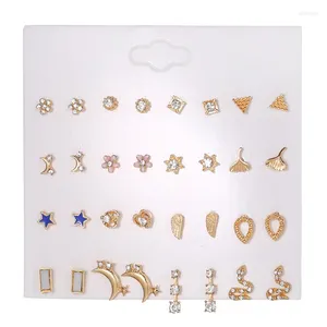 Boucles d'oreilles à clous pour femmes, 16 paires, petits ensembles de styles mixtes, étoile, nœud papillon, serpent, pour enfants, bijoux de fête d'anniversaire, cadeau