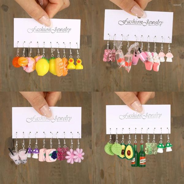 Pendientes de tuerca de 17KM, conjunto de pendientes de dibujos animados de flores bonitas y coloridas para mujeres y niñas, accesorios de joyería de tendencia de pez seta a la moda, regalo