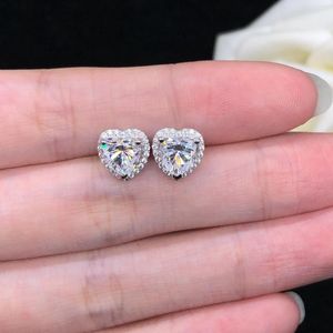 Boucles d'oreilles 18K 750 Or blanc 0,5 cm chaque engagement en forme de cœur Moisanite Diamond Romantique Bijoux 035