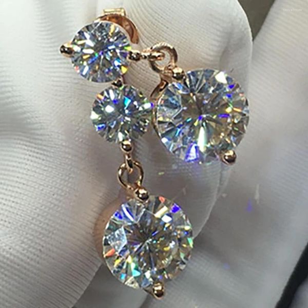 Boucles d'oreilles en or rose 18 carats Au750 pour femmes, diamants Moissanite ronds de 1 à 4 carats, élégants, pour fête de mariage, fiançailles, anniversaire, tendance