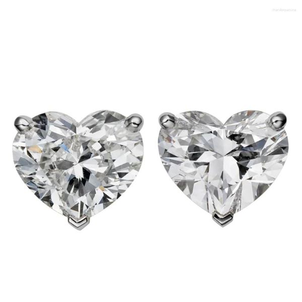 Boucles d'oreilles en or blanc 18K AU750 pour femmes, anniversaire de mariage, fête de fiançailles, cœur, diamant Moissanite, élégant, tendance, romantique