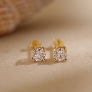 Stud -oorbellen 18K GOUD 925 Sterling Silver Stud Earring For Women 3mm Fashion Wedding Lab Creat Diamond Cadeau voor sieraden 230404