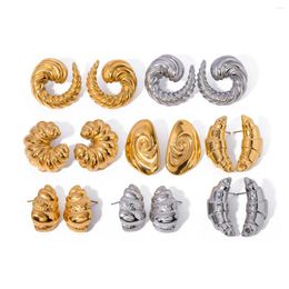 Boucles d'oreilles en acier inoxydable plaqué or 18 carats, gros marteau, grain en métal, boucle d'oreille en forme de croissant, bijoux de charme anti-ternissement pour femmes