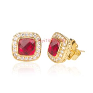 Boucles d'oreilles plaquées or 18 carats avec grenat, bijoux en Zircon cubique, cadeau pour femmes, boucles d'oreilles de mariage