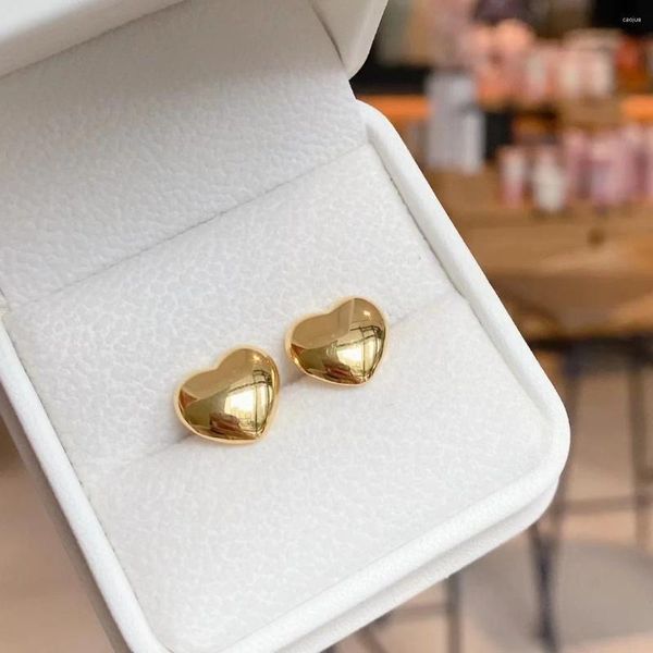 Pendientes de tuerca de oro puro de 18K, corazón de melocotón, 12mm, cadena sólida Real AU750, joyería fina clásica de lujo para fiesta