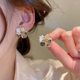 Stud -oorbellen 18 mm Fashion Flower Crystal overdrijven bruiloft verloving Gift sieraden