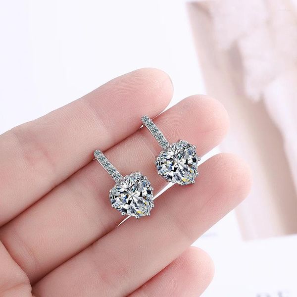 Pendientes de tuerca 1CT Moissanite corazón creado piedra de diamante genuino 925 plata mujeres elegante lujo pequeño CZ pavimentado tachuelas regalo de joyería