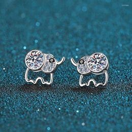 Boucles d'oreilles à tige en pierre Mossan plaquée or blanc 1ct pour femmes, couleur D, diamant idéal, argent S925, bijoux classiques fins