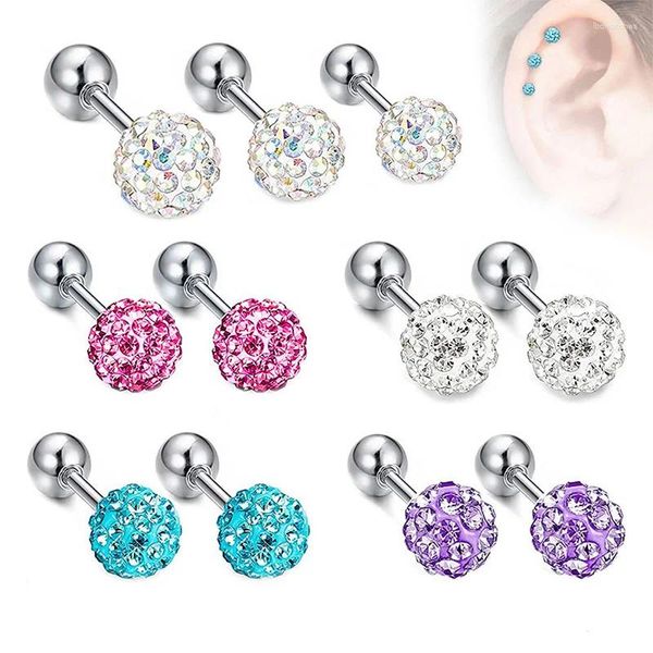 Boucles d'oreilles 1pair / 2pcs 3 4 5 mm Crystal Ball Areau bougies d'oreille de sourcils Piercings pour femmes Vis Percing Body Bijoux