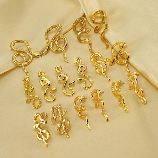 Boucles d'oreilles étalon 1pair 304 en acier inoxydable serpent animal oreille post-or couleur pour femmes bijoux de fête de mariage d'anniversaire