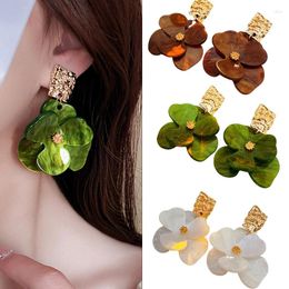 Boucles d'oreilles étalon 1pair résine colorée fleur longue florale élégante et exagérée accessoires de femmes bijoux personnalisés bijoux personnalisés
