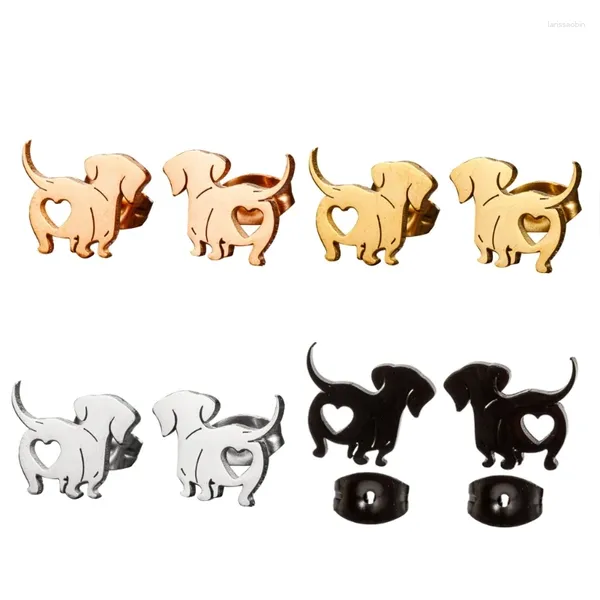 Pendientes de sementales 1 Pair Dachshund Dog Lovely Pet Animal Ear Studs para mujeres Joyas de joyas de perforación de moda de niñas