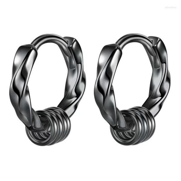 Boucles d'oreilles à tige en fil torsadé rond pour hommes, 1 paire, à la mode, pour unisexe, Simple, en acier inoxydable, décoration quotidienne pour garçon